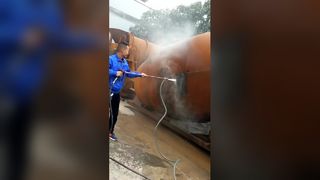 High pressure water jet plus sand blasting to remove the rust